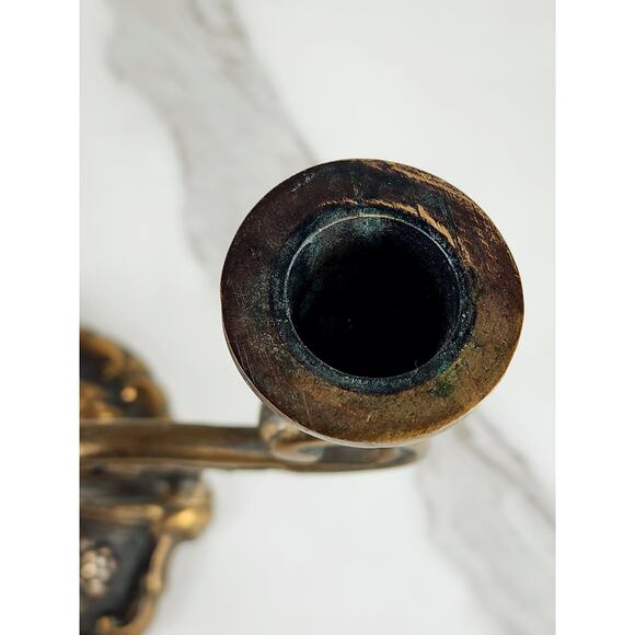 Johnson Bronze Co Ornate Candle Holder Candelabra 50s Newcastle PA Bronze 7 1/2" - Picture 12 of 16